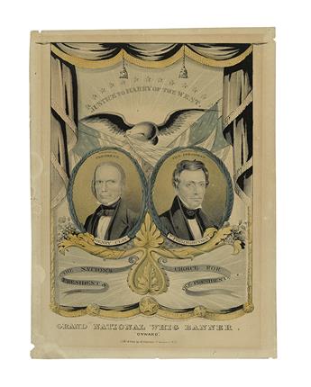 (PRESIDENTS--1844 CAMPAIGN.) Pair of Currier prints depicting the Polk/Dallas and Clay/Frelinghuysen tickets.